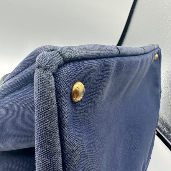 Prada Large Canapa Logo Blue Canvas Tote with shoulder strap - Picture 7 of 10